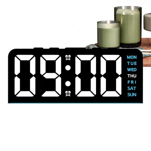 Reloj despertador digital - 6,3 x 2,64 x 1,57 pulgadas, reloj de escritorio, brillo ajustable | Cronometraje LED con pantalla de temperatura, relojes alimentados por batería para dormitorio, oficina,
