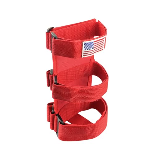Image of Ohleats Roll Bar Fire Extinguisher Holder, Adjustable Fire Extinguisher Mount Strap with American Flag Pattern, Car Accessories Fixed Belt for Wrangler JK JKU TJ CJ Gladiator (Red)