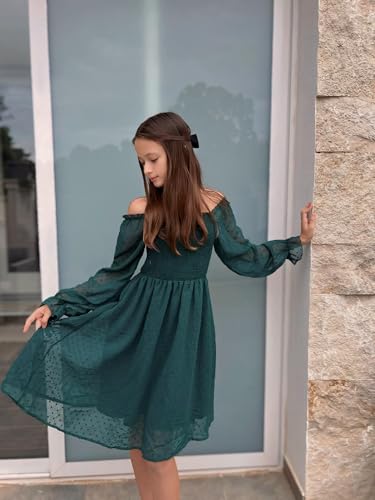 Image of Arshiner Girl Tulle Dress Winter Long Sleeve Teen Girls Party Casual Dresses 5-14Y