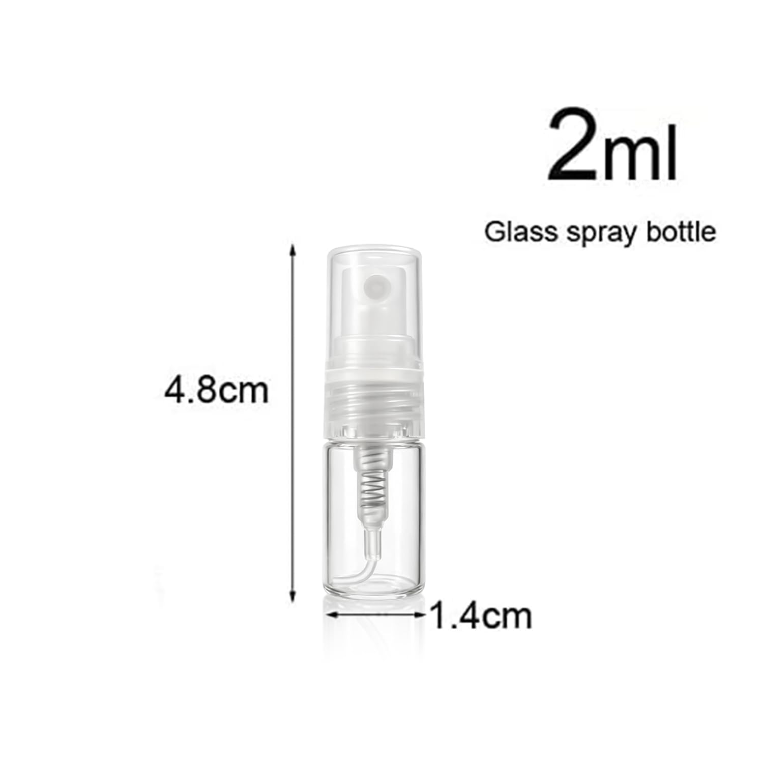 Mini-Zerstäuber, transparent, 2 ml, 5/8 Dram, feiner Nebel, Glasflasche, Spray, nachfüllbar, Parfüm, leere Probeflasche, Reinigungstuch für Reisen, Party, inklusive 3 ml Pipette, 10 Stück