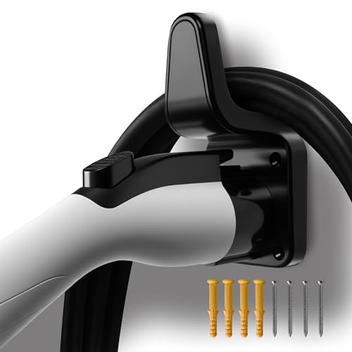 Wissandric EV Charger Holder for J1772 - Heavy Duty ABS Wall Mount Organizer - Space Saving Garage Storage - Fit for Ford Chevy PHEV