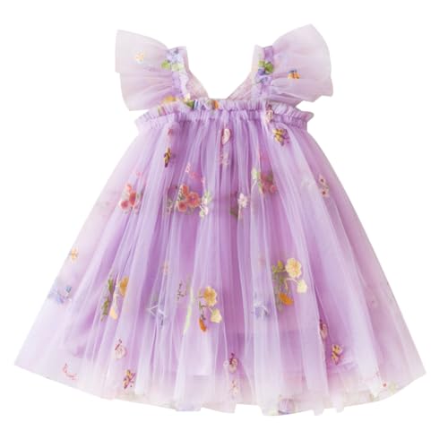 Toddler Girl's Tulle Dress Butterfly Wing Flower Casual Tutu Dresses Ruffle Sleeve Lace Dresses3