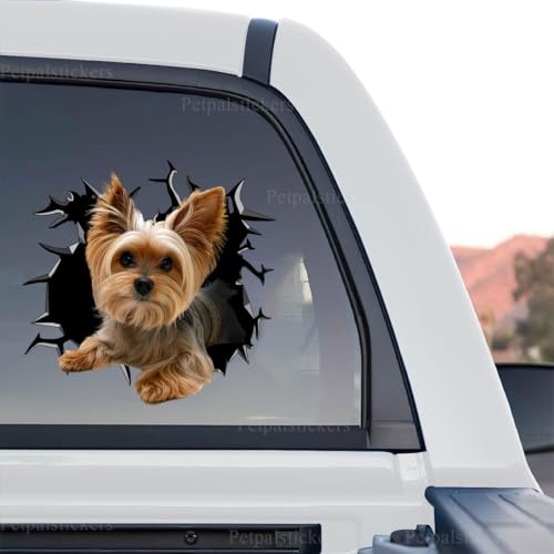 Image of Vinyl Dog Car Decals for Women - Stickers and Gift for Dog Lovers (Yorkie Sticker)
