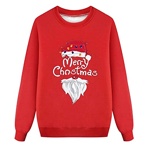 Generisch Chicos feo Navidad Jersey Tops Familia Conjunto Navidad O-Cuello Manga Larga Sudadera Navidad Impreso Sudadera, rojo, L
