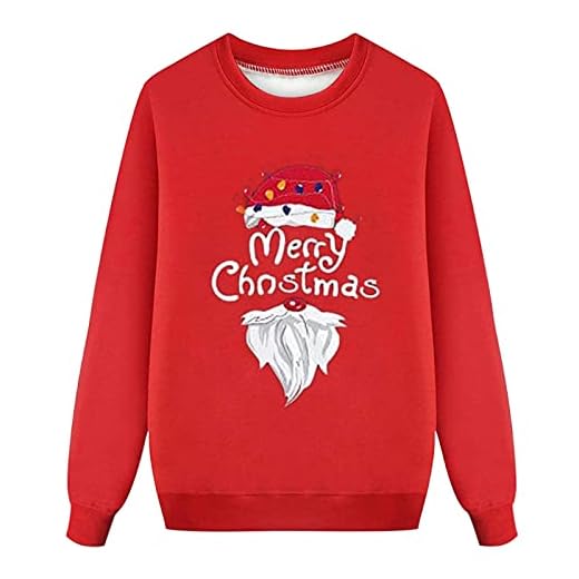Generisch Chicos feo Navidad Jersey Tops Familia Conjunto Navidad O-Cuello Manga Larga Sudadera Navidad Impreso Sudadera, rojo, L