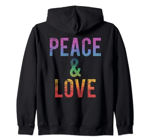 Peace & Love Retro Rainbow Boho Hippie 60's 70s Positivité Sweat à Capuche