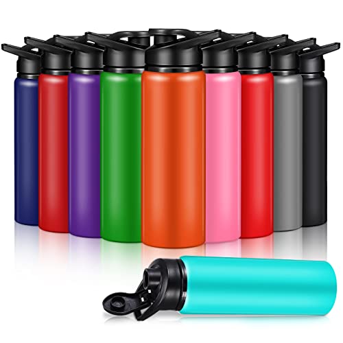 Mimorou 10 Pack 25oz Reusable Aluminum Water Bottles Bulk Multicolor Outdoor Sports Water Bottles for Travel Gym Hiking Cycling Camping Fishing Snap Lid (Classic Color)