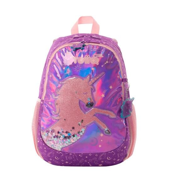 TOTTO Mochila Infantil, Modelo Unispace M, Mochila Mediana, Capacidad 14 L, 2 Compartimentos, 2 Bolsillos para Botella, Organizador Interno, Correas Acolchadas, Resistente y Duradera, Color Morado