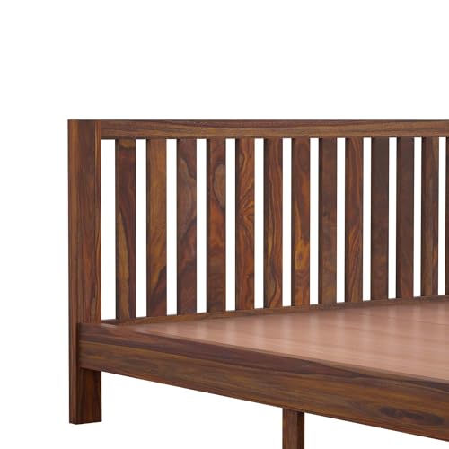 Image of SANKAT MOCHAN Industries Solid SHEESHAM Honey Brown Wooden King Size Simple Without Storage Bed Double Bed Furniture for Bedroom Living Room, Hotel & Hostel (Honey Finish) Matters Size (6 * 6.5)