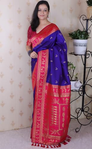 Image of SGF11 Women's Kanjivaram Pure Soft Silk Saree With Unstitched Blouse Piece