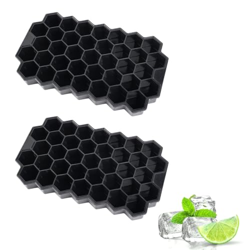 KYLOS 2 Stampi Ghiaccio in Silicone - 74 Cubetti Totali Senza BPA - Design Nero Elegante e Compatto - Ideale per Bevande e Cocktail - Facile Estrazione e Lavabile
