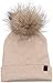 Marino's Knit Pom Beanie Winter Hat, Cashmere Blend Womens Knit Hats for Winter with Snap-On Rabbit Fur Pompom