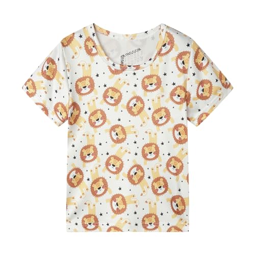 Image of LittleSpring Kids Short Sleeve Tshirt Crewneck Print Summer Tops