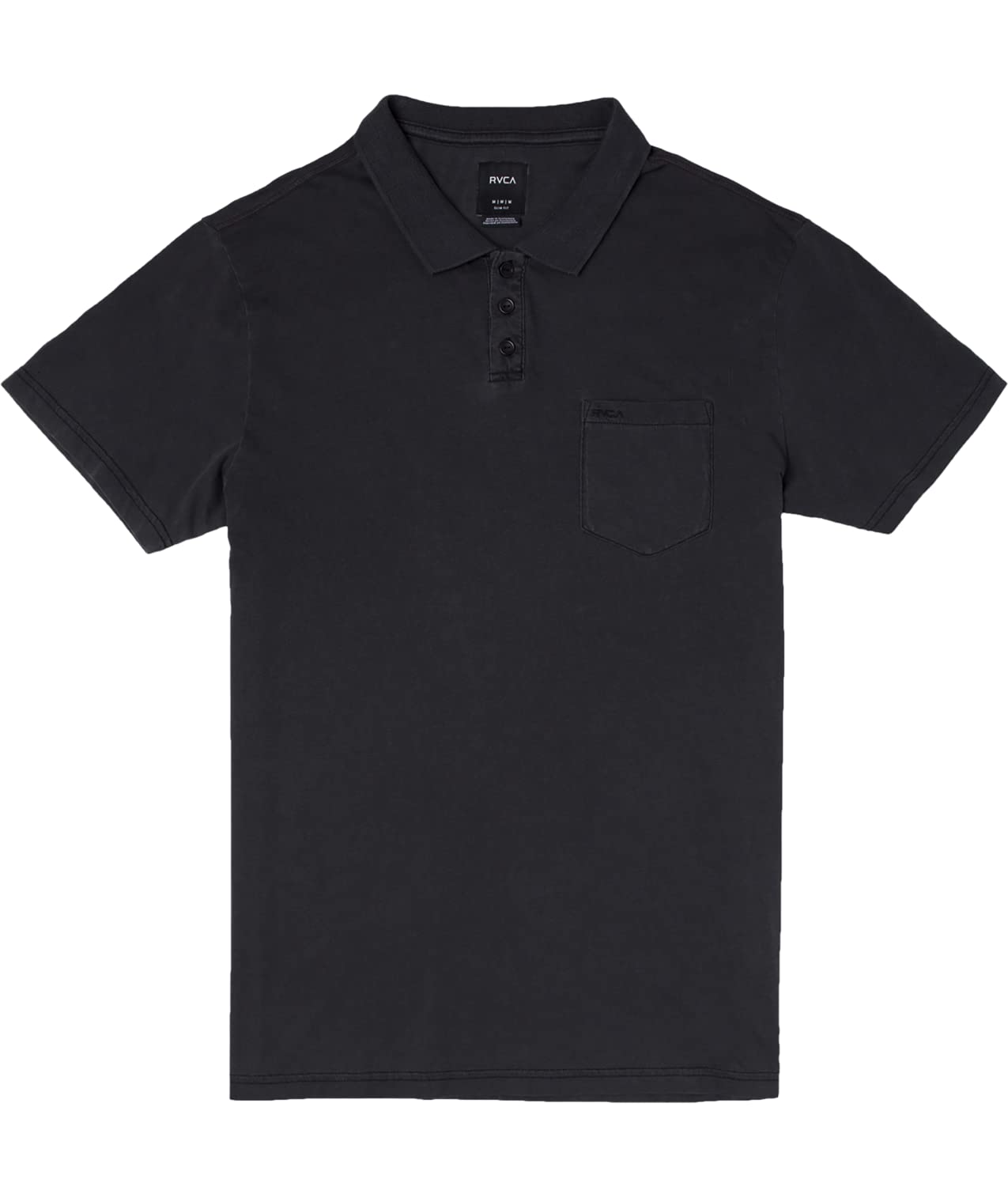 Polo RVCA noir manches courtes fini les cols déformés taille S - 4