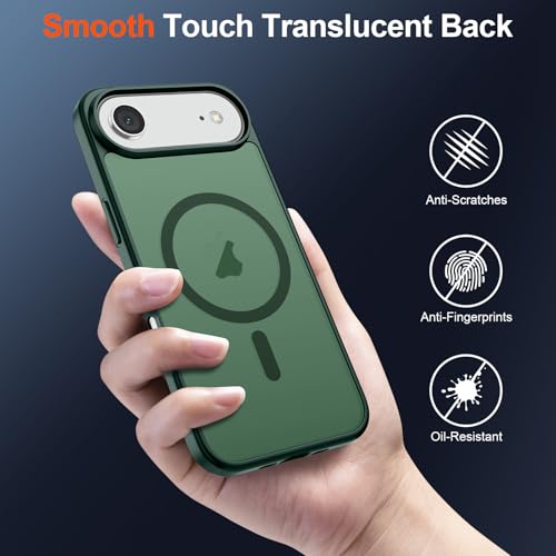 Image of SUPFINE Magnetic for iPhone Air Case (Compatible with MagSafe)(Military Grade Drop Protection) Slim Translucent Matte Shockproof with Anti-Fingerprint Phone Cover for 17 Air,Forest Green