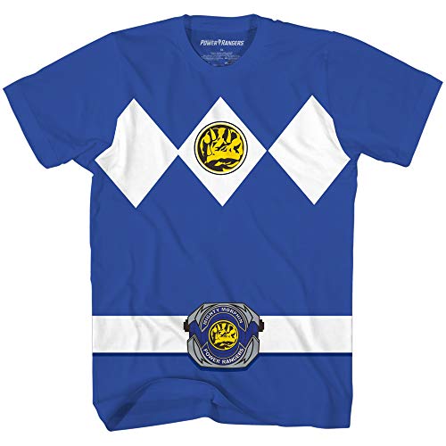 Power Rangers Mighty Morphin Blue Boys Youth Armor Costume T-Shirt(XS, Blue)