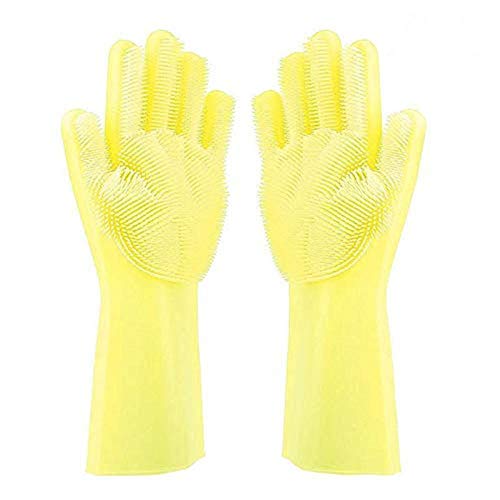 Preisvergleich Produktbild HeWan Handschuhe Reinigen-Hitzebeständige Wiederverwendbare Reinigungshandschuhe für Küche, Bad, Auto, Haustierpflege, B