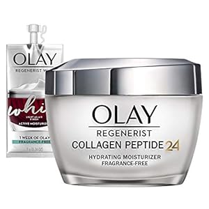 Olay Regenerist Collagen Peptide 24 Face Moisturizer Cream with Niacinamide for Firmer Skin, Anti-Wrinkle Fragrance-Free 1.7 oz, Includes Olay Whip Travel Size for Dry Skin