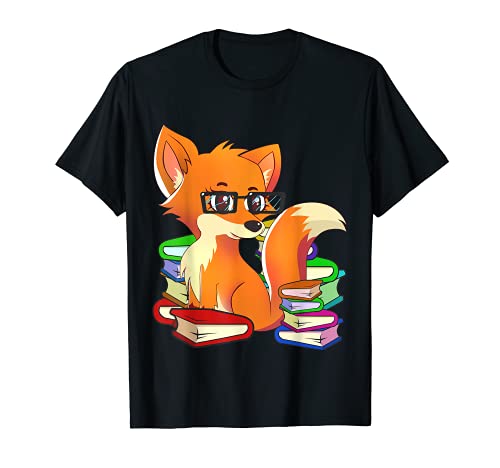 Funny Nerdy Fox Animal Bookworm Lectura Libro Amantes Camiseta