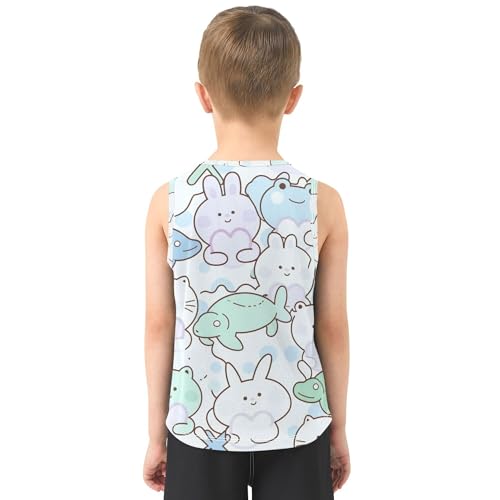 JUNZAN Animals Cats Boys Tshirts Tank Tops Sleeveless Kids Vest Active Tees for Workout Gym Fitness Cycling Swimming 3T3