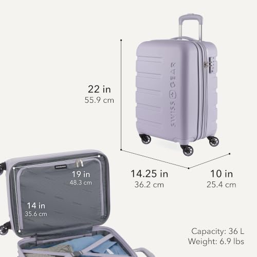 Image of SWISSGEAR Signature Hardside Expandable Carry-On Spinner & Mini Weekender Tote Set, ABS Construction, TSA-Friendly Lock, Evening Haze, 2-Piece Set (19-Inch /Mini Weekender Tote)