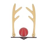 Festive Reindeer License Plate Decoration Kit – Universal Fit Car Antlers & Nose Set – Lightweight PETG Plastic, Holiday Auto Decor (Golden antlers)