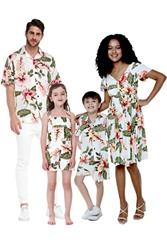 Matchable Family Hawaiian Luau Men Women Girl Boy Clothes in Cream Rafelsia