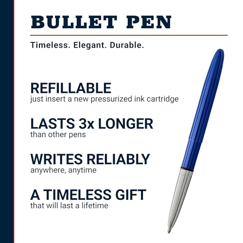 Image of Fisher Space Pen Blueberry Bullet Pen, Pressurized Ballpoint Pen, Compact Size, Writes Upside Down and in Extreme Temperatures, Smooth Black Ink, Medium Point, Gift Box, Made in the USA