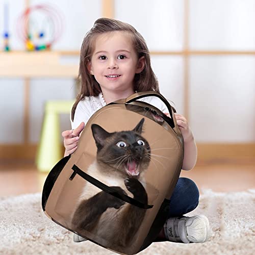 Kids Backpack for School, Funny Siamese Cat Pattern Students Bookbags School Bags Girls Boys4