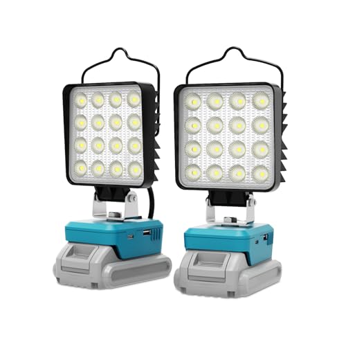 2 PCS LED Work Light for Makita 18V Battery Battery Light for Makita 18v Tools Portable Outdoors Flood Lighting