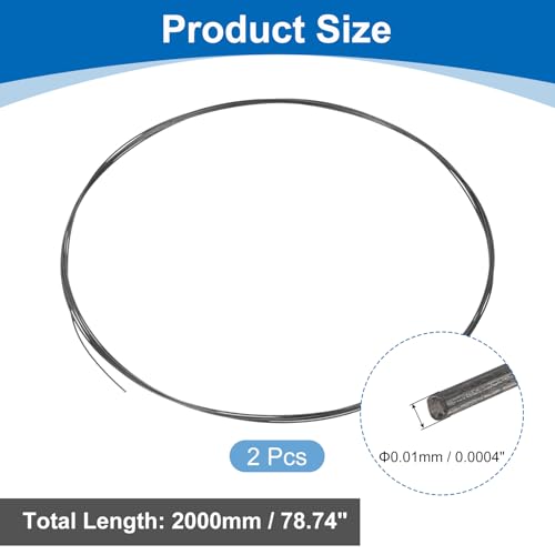 QUARKZMAN 2 Stück Wolframdraht 99.95% Hochreiner Wolframdraht 0.01mm Durchmesser x 2 Meter Länge Wolframfaden Metallspule Für Glühbirnenproduktion Elektronikindustrie