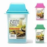 GODAGE Pickle Container with Strainer, Cucumber Jalapeno Olive Keeper with Strainer for Mess-Free Storage of Condiment Food, 40.6 oz Size (Blue)