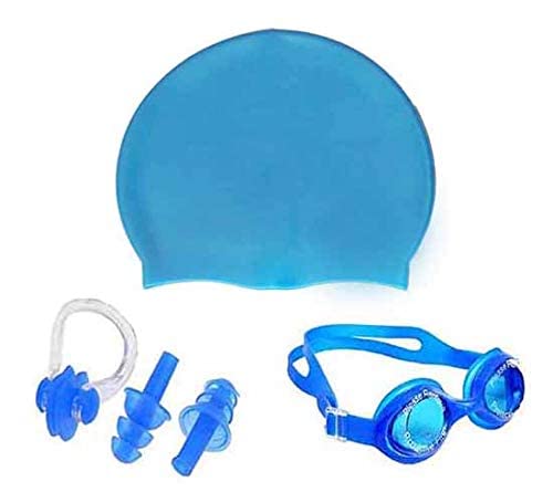Swimming Costume for Kids Boys 1 Swimming Shorts Swimming Trunk 1 Anti Fog Swimming Goggles 1 Silicone Swimming Cap 1 Nose Clip 2 Ear Plugs (3-5Years, Multicolor) 2