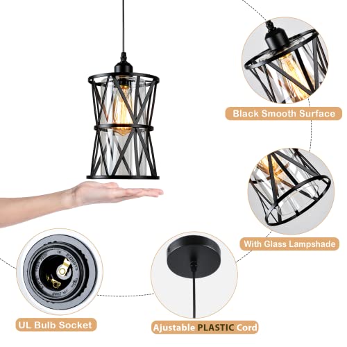 Hmvpl Farmhouse Pendant Light Fixture For Kitchen Island Dining Room Over Sink Hallway Bedroom, Black Outdoor Chandelier For Entryway Porch Gazebo With Roof #TOP5