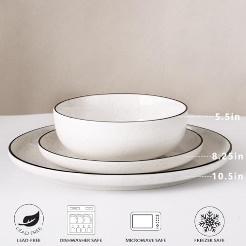 Plates and Bowls Sets for 4,12 Piece Porcelain Dinnerware Sets, White Ceramic Dishware Sets, Microwave and Dishwasher Safe Dinnerware - Image 3
