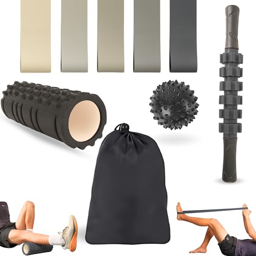 EUREKA BODIFY Rodillo masaje muscular - Foam roller - Alivia el Dolor de Espalda, Piernas y Fascitis Plantar - Bandas de estiramiento - Yoga y Pilates - Rulo masaje muscular (Negro)