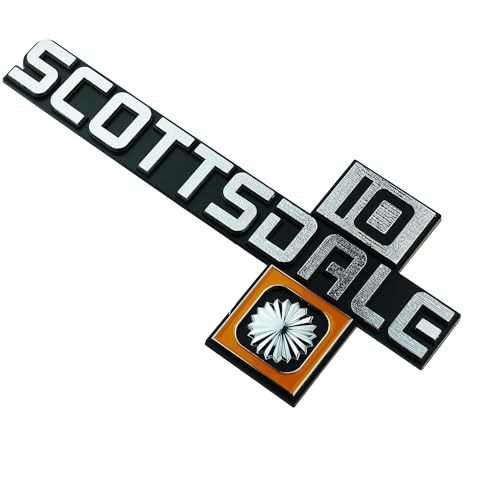 Image of 2Pc Set 81-88 Chevy Scottsdale 10 Emblem 3D Badge Nameplate Truck Square Body Front Fender 14051848 PR Pickup Trucks Replacement for Scottsdale (Silver)