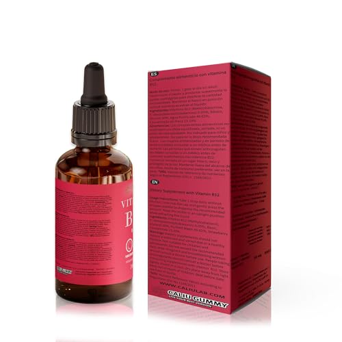 CALIU GUMMY Flüssige Vitamin B12 Tropfen | 100 ml | 500 mcg pro Tropfen Methylcobalamin & Adenosylcobalamin | Für Veganer & Vegetarier | Sublinguale Formel für maximale Absorption & Energie
