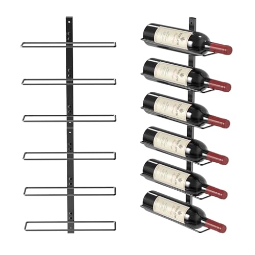 Image of B4Life Wine Rack Wall Mounted 6 Bottles, Metal Hanging Wink Racks for Wall | Collectors, Liquor, Champagne, Under-Stair Walls, Wine Cellars, Decorative Display With Empty Bottles, Home Bar, Cellar