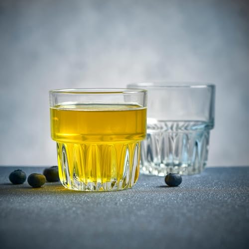 Image of Libbey Everest Stackable Glassware Set, 12-Piece Mixed Drinkware with 9 oz Small Rocks, 12 oz Large Rocks, and 14 oz Tall Juice Glasses, Durable Lead-Free Restaurant-Quality Glass