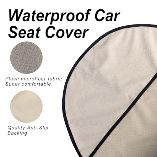 Image of Car Seat Cover Protector Front Seats,for Gym Workout,Running,Swimming,Beach and Hiking,Waterproof Sweat Towel Bucket Seat Covers for Cars SUV Trucks (Off-White, 2Pcs)