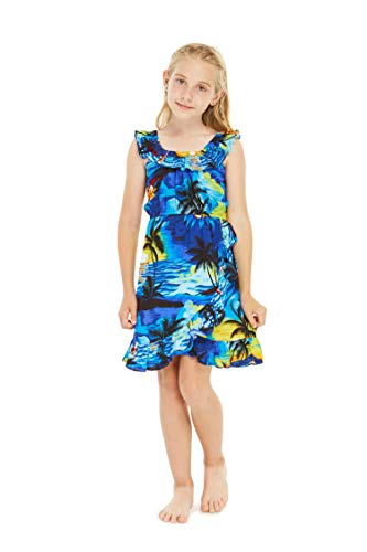 Image of Hawaii Hangover Family Matching Hawaiian Clothes, Sunset Blue | Family matching Hawaiian outfits, Sunset Blue, lightweight rayon, machine washable, tropical print, luaus, cruises