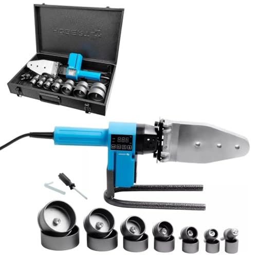 Soldadora profesional para soldadura a tope de PPR, PE, PVC, PP, PB, PPN 16-63 mm, soldador de tubos de plástico en maletín, pantalla digital hasta 300 °C (máquina de soldadura de manguitos, PPR)