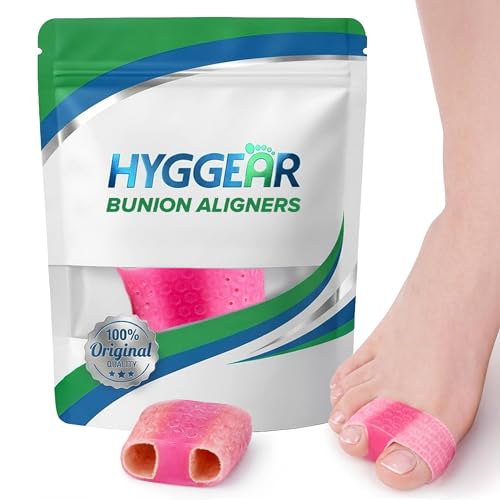 Hyggear Bunion Corrector for Women & Men - Big Toe Straightener with Silicone Pad Adjustable Nylon Toe Separator for Hallux Valgus & Overlapping Toes Washable Bunion Brace (1 pc Pink)