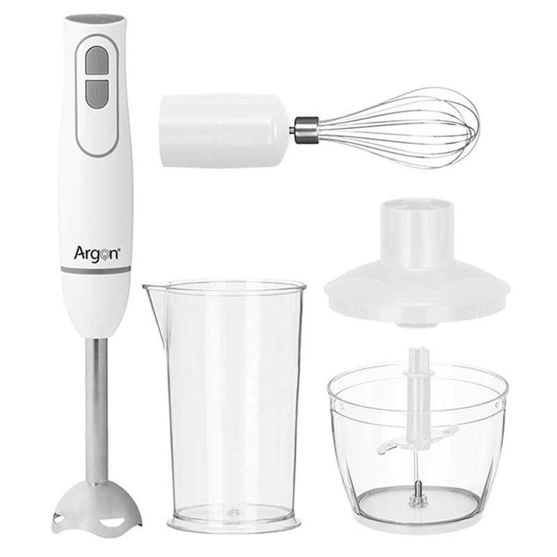Set 4 Piezas Batidora 1000W Vaso 500 Ml Blanca con Accesorios | Jarra y Triturador 500ml | Varillas y Picadora | Potente y Multifuncional | Diseño Ergonómico y Fácil de Limpiar