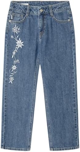 Pepe Jeans Mädchen Straight HW Robyne Floral Jeans, Blau (Denim-), 12
