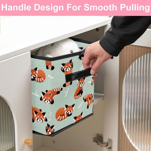 Organisateur placard chambre boîte de rangement pliable tissu panda rouge - 7