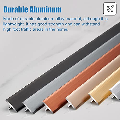 T-Molded Aluminum Floor Transition Strip For Wood On Tile/Wood On Wood/Laminate On Floor Tiles, Extra Wide 4Cm Heavy Duty Floor Edging Strips (Purple Gold 90Cm/35.4In) #TOP2