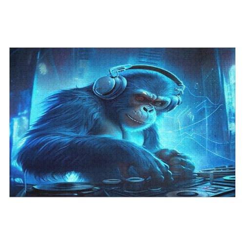 Puzzles 1000 piezas adulto DJ naranja gután rompecabezas de madera para adolescentes juguetes creativos decoración del hogar (75×50cm)