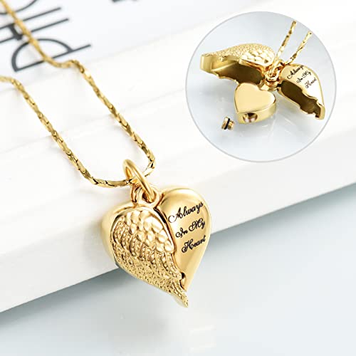 Imrsanl Cremation Jewelry for Ashes Heart Urn Necklace Pendants Ashes for Women Men Family Keepsake Memorial Angel Wing with Charm Heart for Loved Ones3